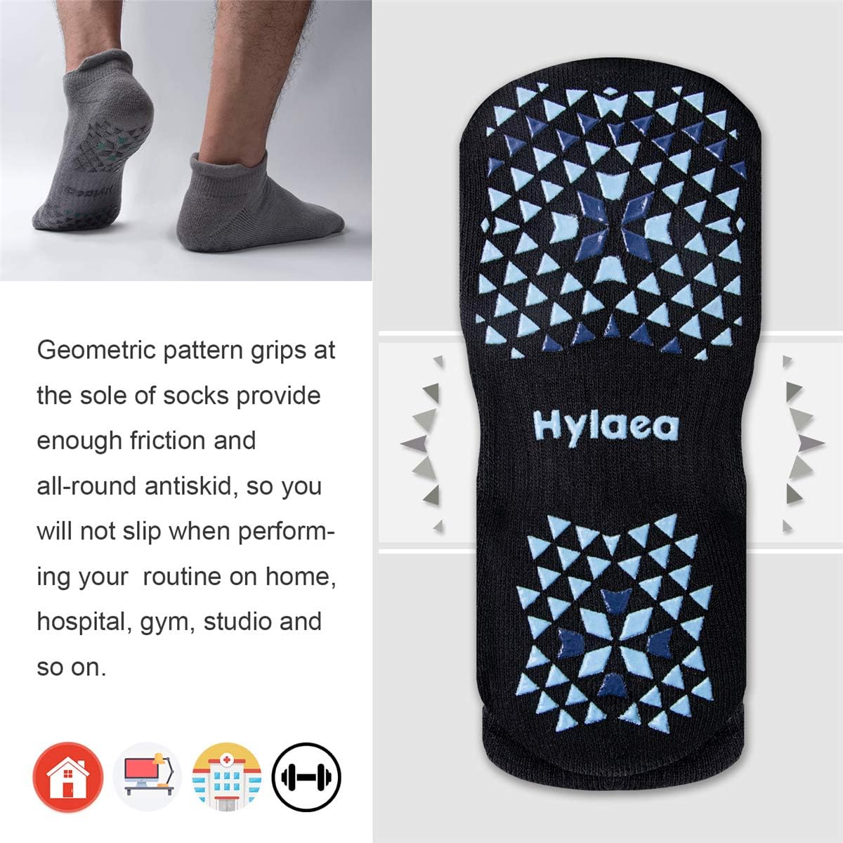 Unisex Non Slip Socks with Grip for Yoga, Hospital, Pilates, Barre | Ankle, Cushioned