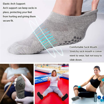 Unisex Non Slip Socks with Grip for Yoga, Hospital, Pilates, Barre | Ankle, Cushioned