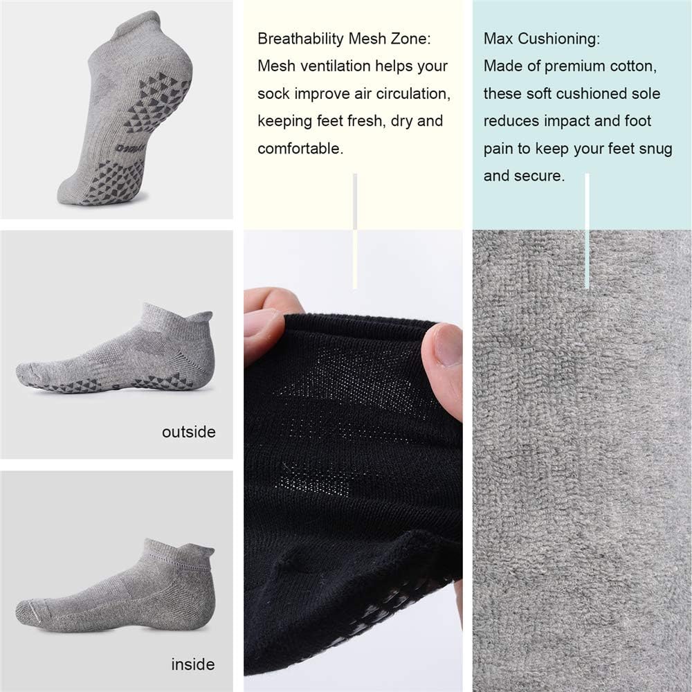 Unisex Non Slip Socks with Grip for Yoga, Hospital, Pilates, Barre | Ankle, Cushioned
