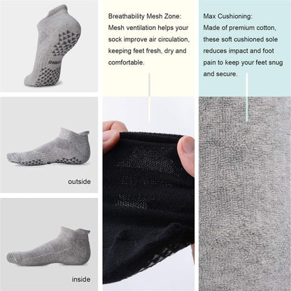 Unisex Non Slip Socks with Grip for Yoga, Hospital, Pilates, Barre | Ankle, Cushioned