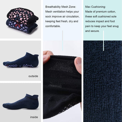 Unisex Non Slip Socks with Grip for Yoga, Hospital, Pilates, Barre | Ankle, Cushioned