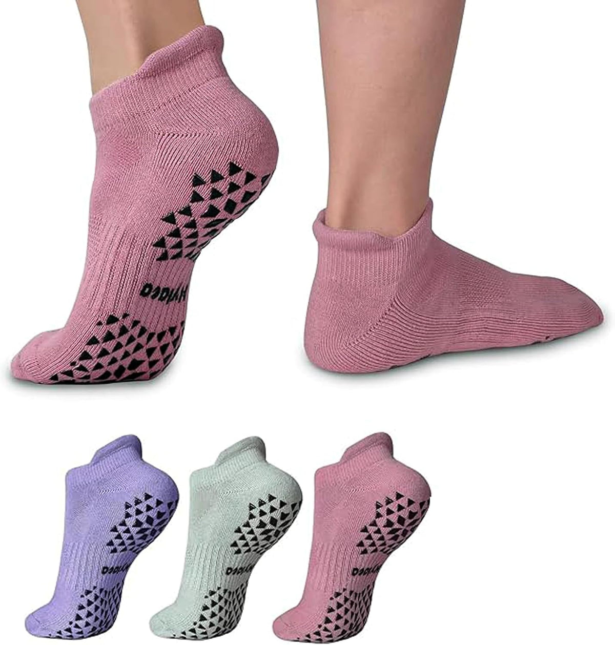 Unisex Non Slip Socks with Grip for Yoga, Hospital, Pilates, Barre | Ankle, Cushioned