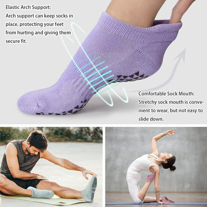 Unisex Non Slip Socks with Grip for Yoga, Hospital, Pilates, Barre | Ankle, Cushioned