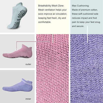 Unisex Non Slip Socks with Grip for Yoga, Hospital, Pilates, Barre | Ankle, Cushioned