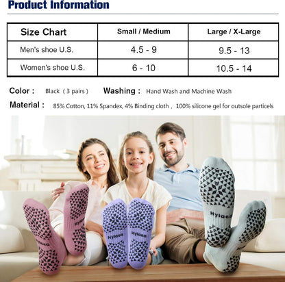 Unisex Non Slip Socks with Grip for Yoga, Hospital, Pilates, Barre | Ankle, Cushioned