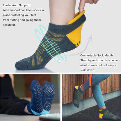 Unisex Non Slip Socks with Grip for Yoga, Hospital, Pilates, Barre | Ankle, Cushioned