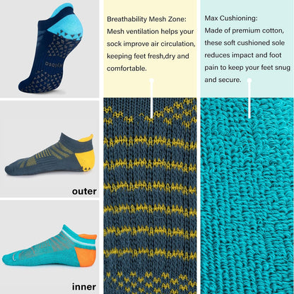 Unisex Non Slip Socks with Grip for Yoga, Hospital, Pilates, Barre | Ankle, Cushioned