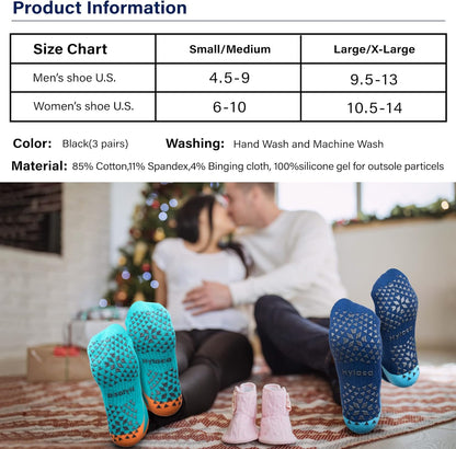 Unisex Non Slip Socks with Grip for Yoga, Hospital, Pilates, Barre | Ankle, Cushioned