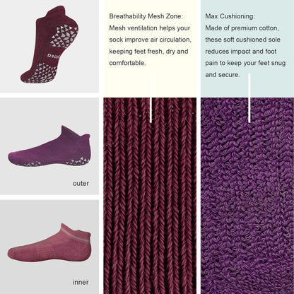 Unisex Non Slip Socks with Grip for Yoga, Hospital, Pilates, Barre | Ankle, Cushioned