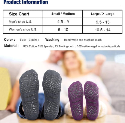 Unisex Non Slip Socks with Grip for Yoga, Hospital, Pilates, Barre | Ankle, Cushioned