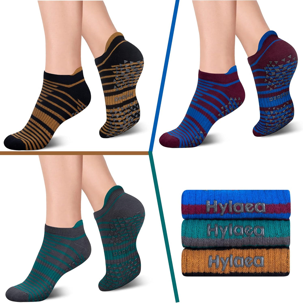 Unisex Non Slip Socks with Grip for Yoga, Hospital, Pilates, Barre | Ankle, Cushioned