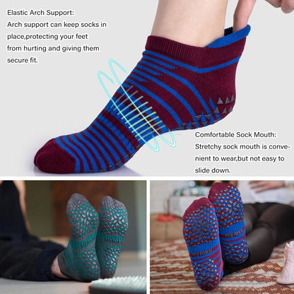 Unisex Non Slip Socks with Grip for Yoga, Hospital, Pilates, Barre | Ankle, Cushioned