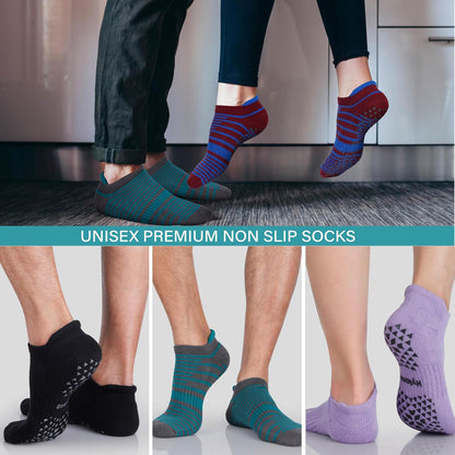 Unisex Non Slip Socks with Grip for Yoga, Hospital, Pilates, Barre | Ankle, Cushioned