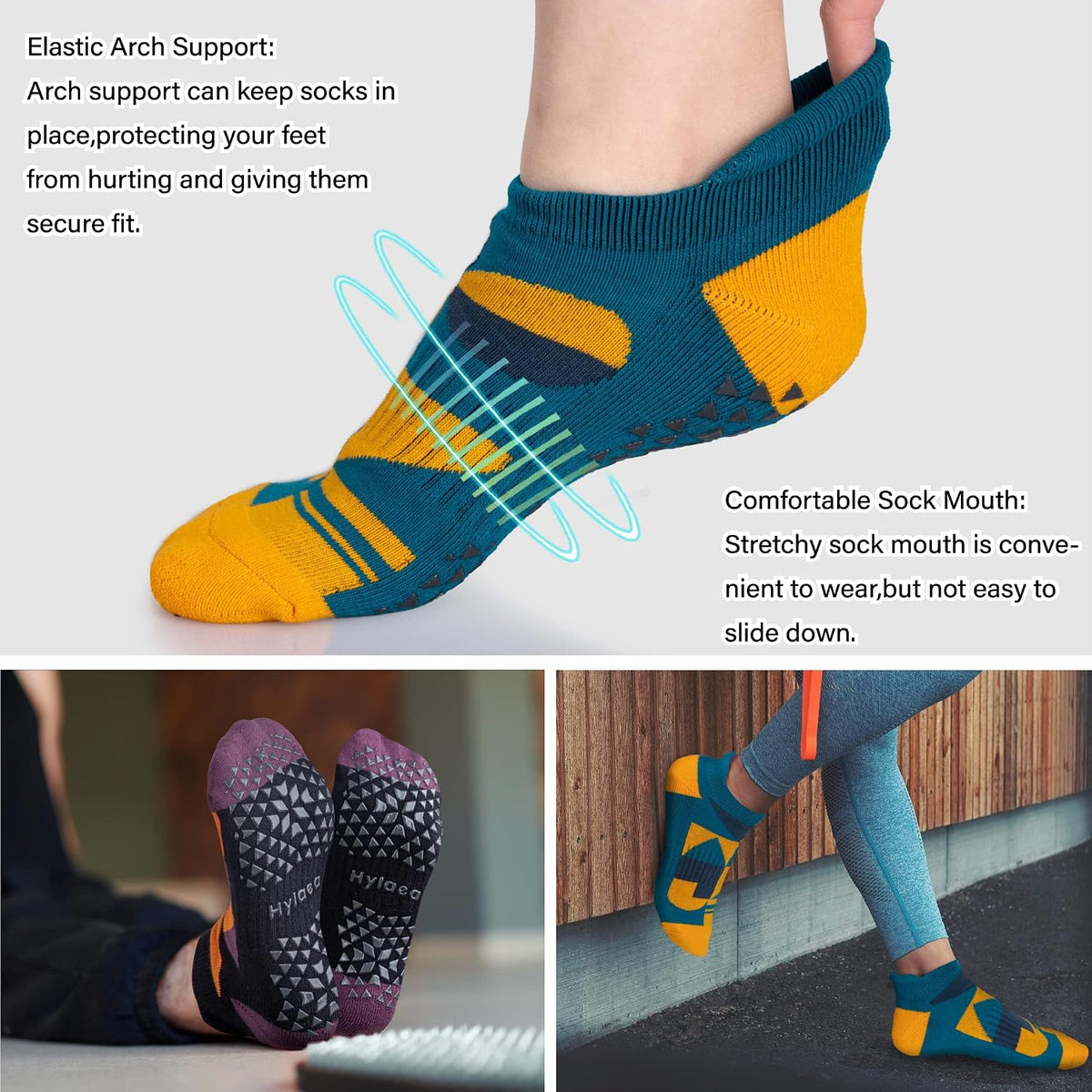 Unisex Non Slip Socks with Grip for Yoga, Hospital, Pilates, Barre | Ankle, Cushioned