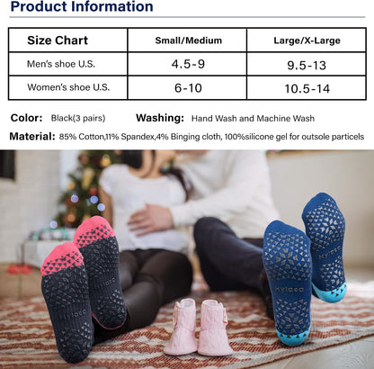 Unisex Non Slip Socks with Grip for Yoga, Hospital, Pilates, Barre | Ankle, Cushioned