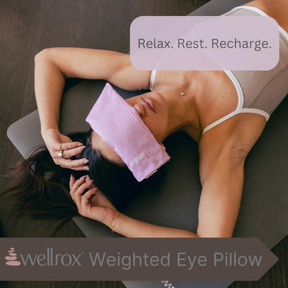 Weighted Eye Pillow - Flaxseeds & Lavender Eye Pillow Weighted for Restorative Yoga, Meditation & Stress Relief | Microwave Heating Pad & Cool Compress for Sinus Relief (Grey, Unscented)