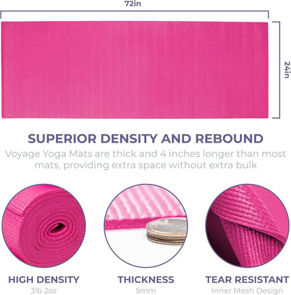 Voyage 5mm Studio Yoga Mats, 4 Pack, 72x24in