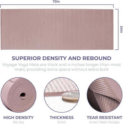 Voyage 5mm Studio Yoga Mats, 4 Pack, 72x24in