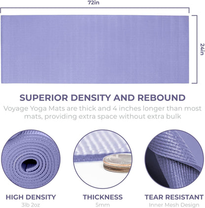Voyage 5mm Studio Yoga Mats, 4 Pack, 72x24in