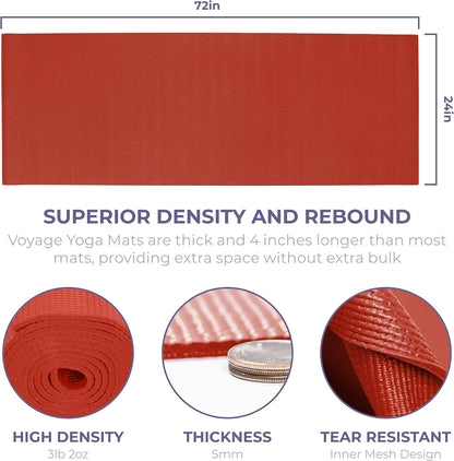 Voyage 5mm Studio Yoga Mats, 4 Pack, 72x24in