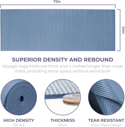 Voyage 5mm Studio Yoga Mats, 4 Pack, 72x24in