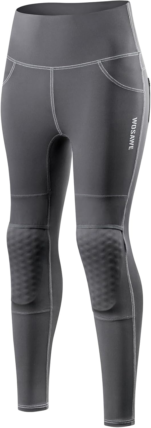 Women's Motorcycle Yoga Leggings with Removable Knee Pads Butt Lifting Cargo Pants