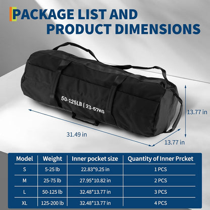 Sandbags for Workout,Adjustable Sand Bags for Fitness,Yoga, Strength Training and Full-Body Workouts,Black