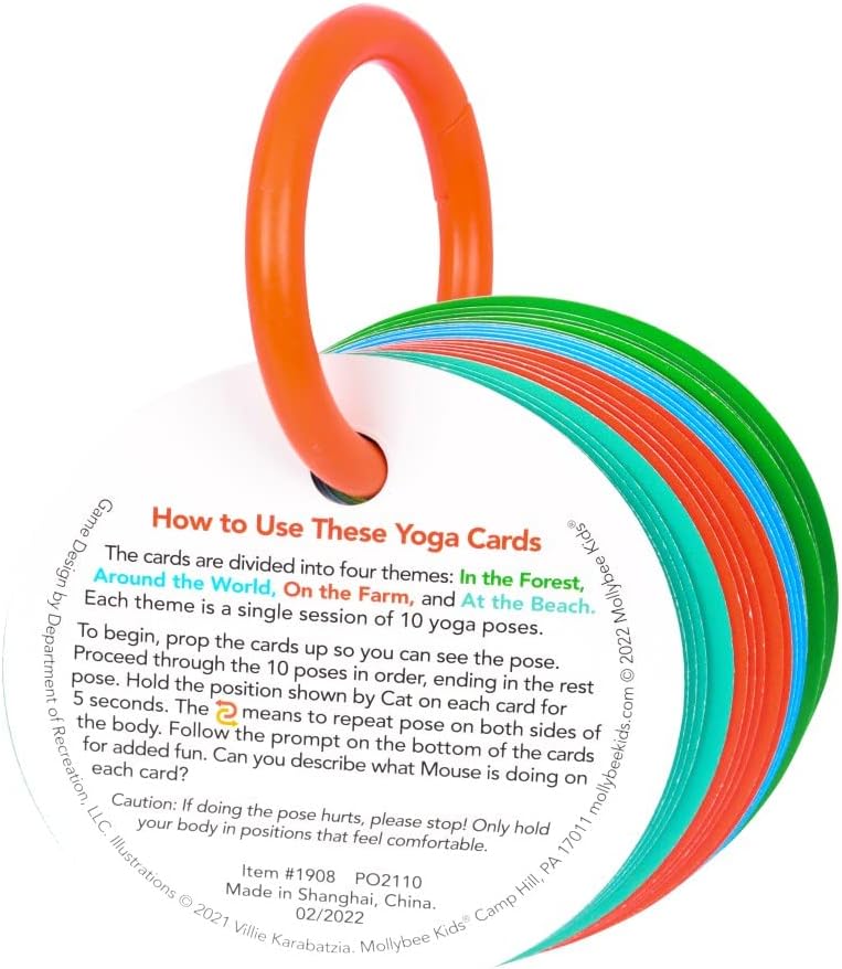 Preschool Yoga Cards for Kids, Set of 40 Poses and Activities, Beginner Yoga for Kids, Gifts for Ages 3+