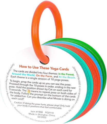 Preschool Yoga Cards for Kids, Set of 40 Poses and Activities, Beginner Yoga for Kids, Gifts for Ages 3+