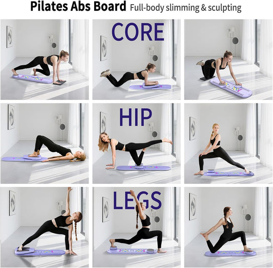 Pilates Board, Foldable Pilates Reformer Set for Home Workout with Timer, 6-in-1 Multifunctional Portable Reformer Pilates Machine at Home Pilates Equipment for Fitness
