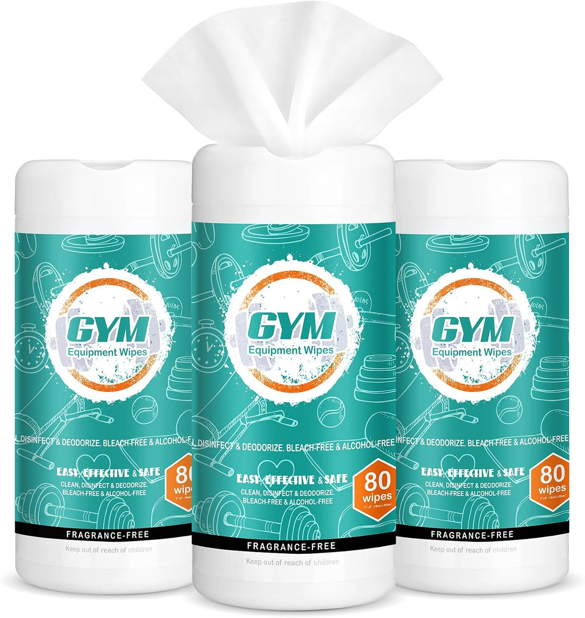 3 Pcs Fitness Equipment Wipes 240 Count Fragrance Free