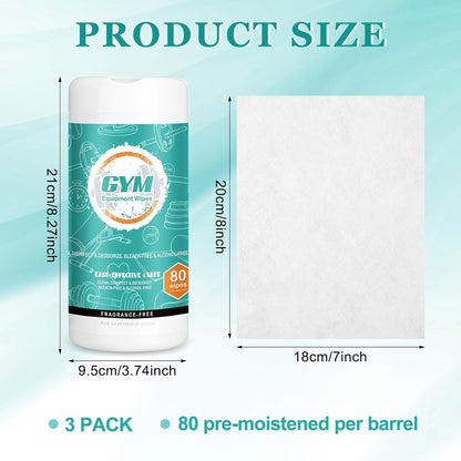 3 Pcs Fitness Equipment Wipes 240 Count Fragrance Free