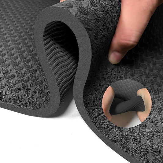 1/3" (8mm) Thick Non-Slip, Women Men Fitness & Exercise Mat, 72"Lx24"W Eco-Friendly TPE Workout Mat with Carrying Strap for Yoga, Pilates, Home Gym, Floor Exercises