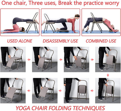 Pilates Yoga Chair,Iyengar Yoga Chair,Yoga Inversion chairyoga Assist Chair,with Lumbar Back Support,Backless Chair Yoga Chair,Blue