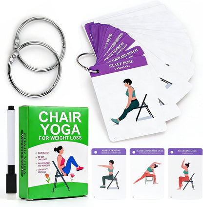 Chair Yoga Cards Exercises,57 Exercise Card for Seniors Beginners