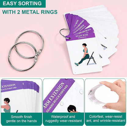 Chair Yoga Cards Exercises,57 Exercise Card for Seniors Beginners