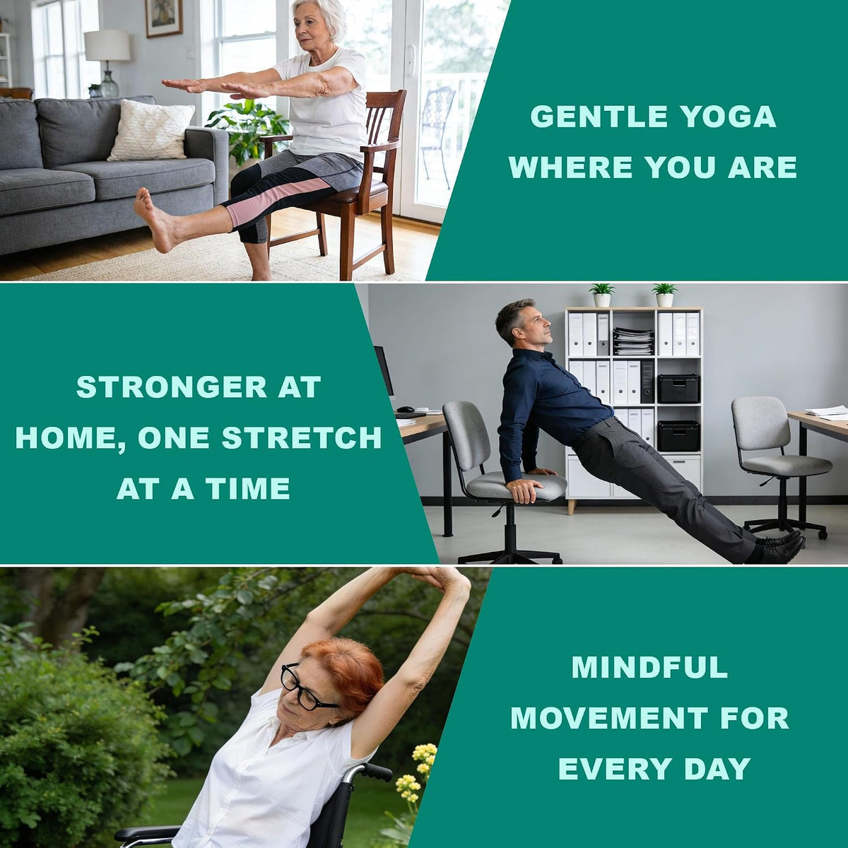 Chair Yoga Cards Exercises,57 Exercise Card for Seniors Beginners