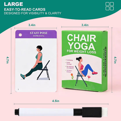 Chair Yoga Cards Exercises,57 Exercise Card for Seniors Beginners