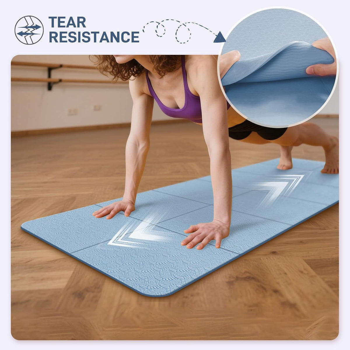 Foldable Yoga Mat for Travel 72"x 32"x 0.32"Inch, 8mm Thick Folding Exercise Mat, Outdoor Non-slip Pilates Mat for Women & Men, Wide Yoga Mat Packable for Workout and Fitness
