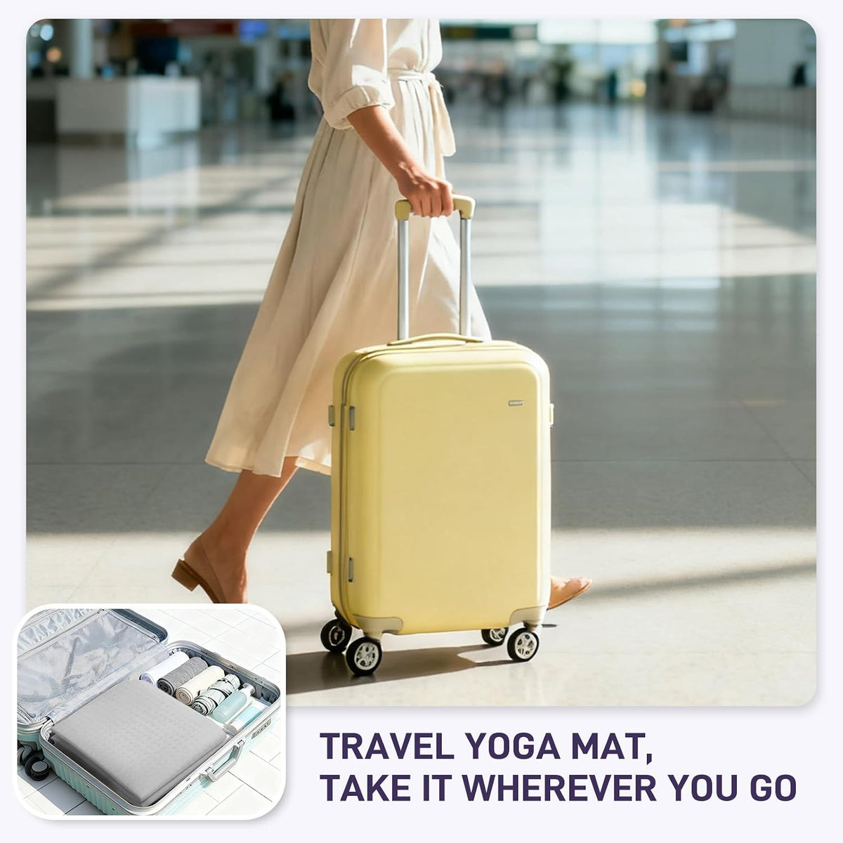 Foldable Yoga Mat for Travel 72"x 32"x 0.32"Inch, 8mm Thick Folding Exercise Mat, Outdoor Non-slip Pilates Mat for Women & Men, Wide Yoga Mat Packable for Workout and Fitness