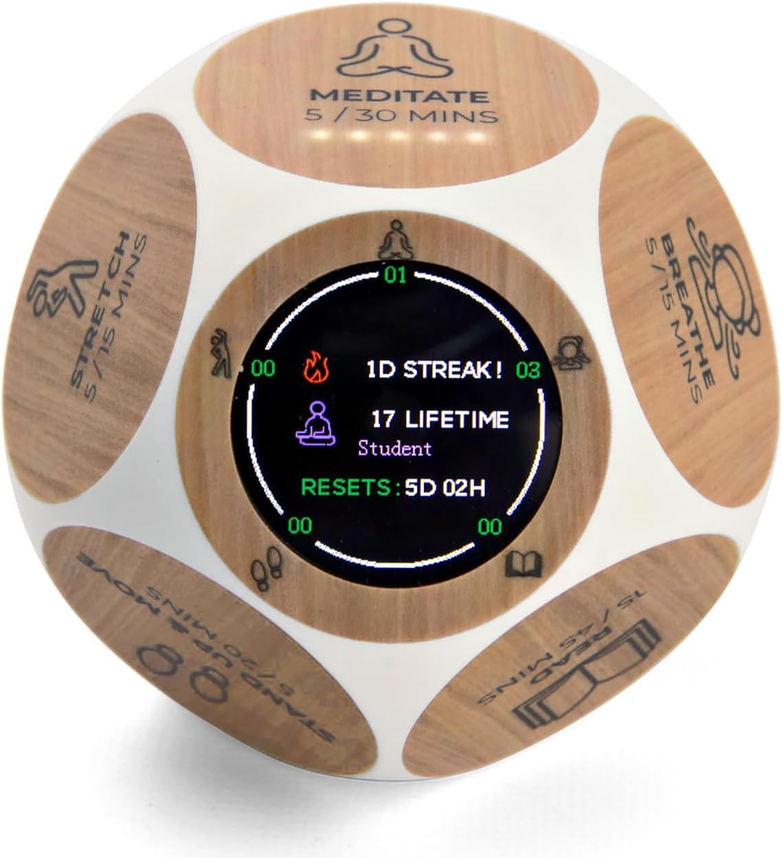 Focused Activity Timer & Tracker | Promotes Work Life Balance & Productivity | Pomodoro 'Plus' w/ 5 Fixed timers + 5 curated Wellness Activities | Office Desk Accessory | Mindfulness | ADHD