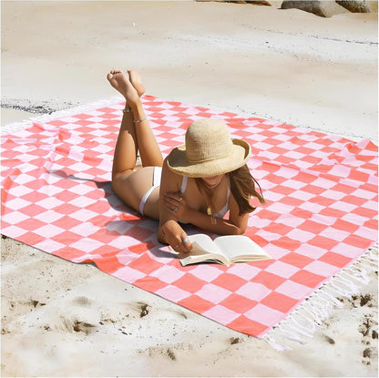 Extra Large Turkish Beach Towel Picnic Mat Throw Blanket Bathroom Quick Dry Essentials Swim Poolside Pool Accessories Swim Must Haves Hot Tub Items Spa Gadgets Adult Women Large Towel Things Stuff