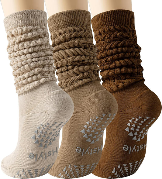 Grip Pilates Socks for Women, Slouch Scrunch Yoga Barre Socks