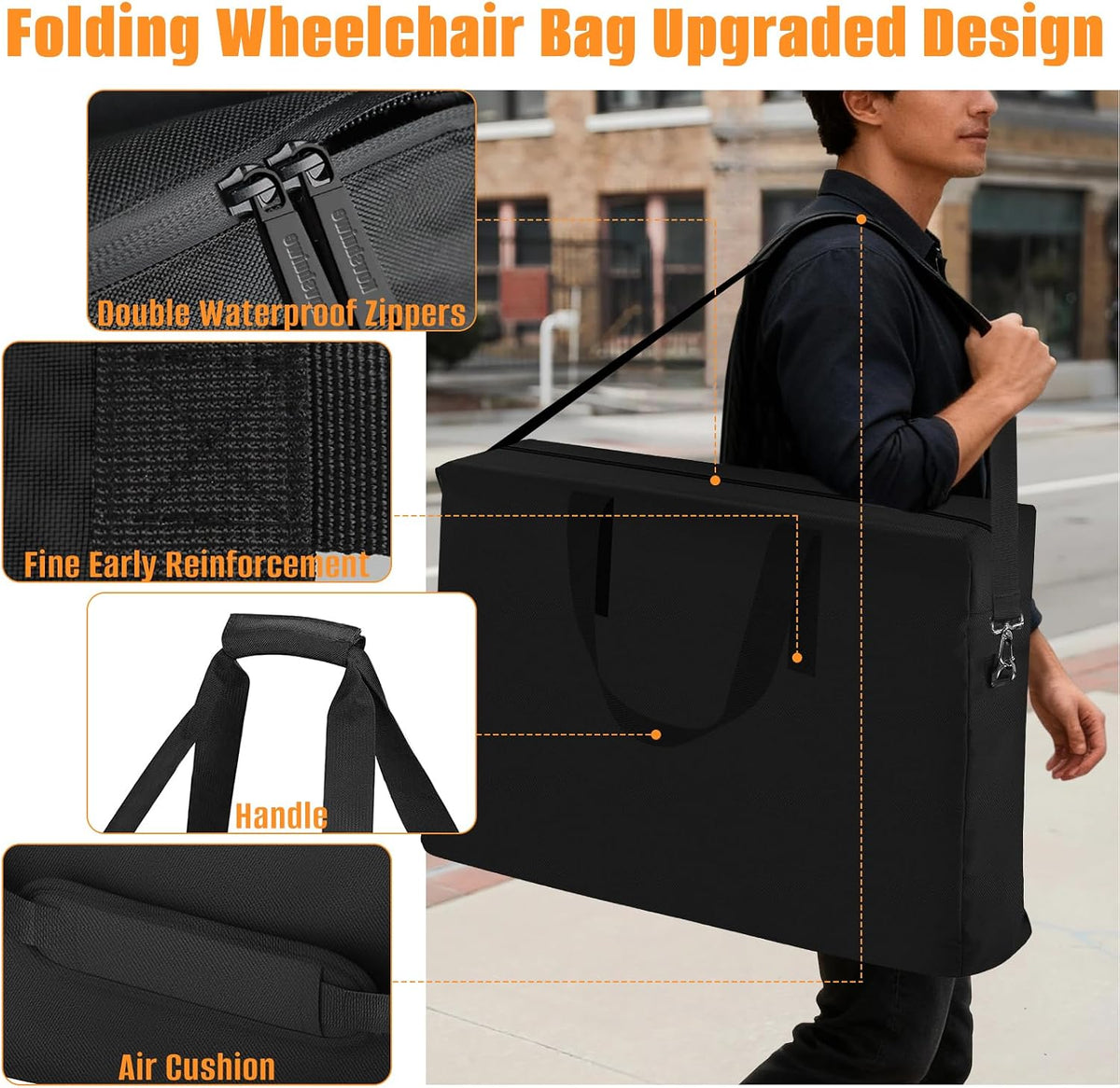 Outdoor Wheelchair Carry & Travel Bag 35" L x 26" H x 10" D