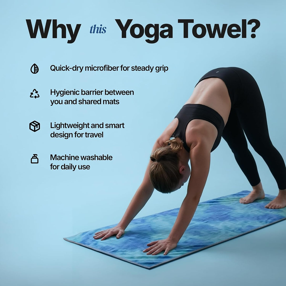 Pilates Mat Towel with Bag | Microfiber Yoga Towels for Hot Yoga Non Slip Dots | Gym Towels for Women Big Towels | Yoga Matt | Extra Large Towels