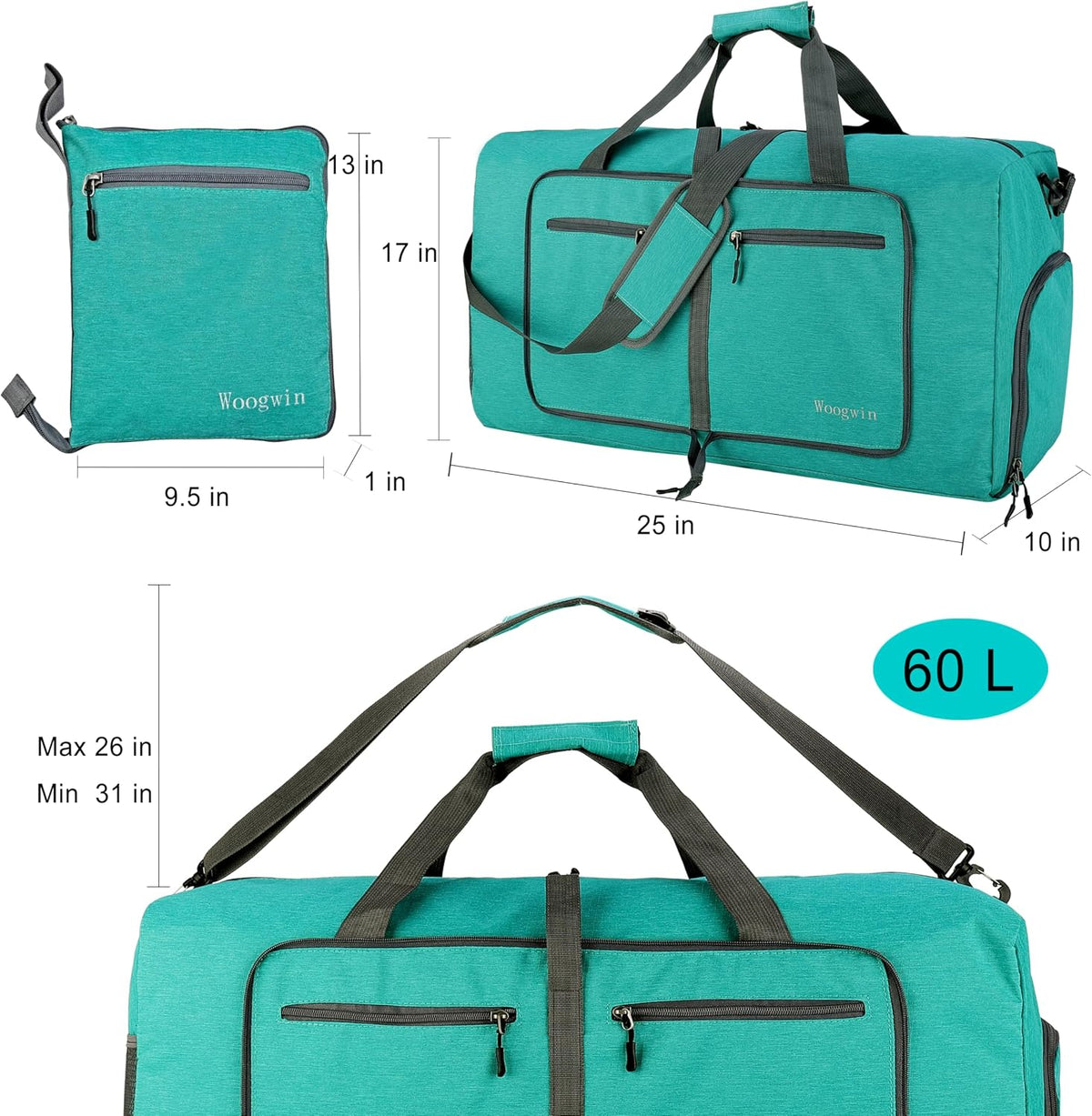 Travel Duffel Bag Large Foldable Waterproof Overnight Bag for Beach Swim Bags Pool Sports Gym