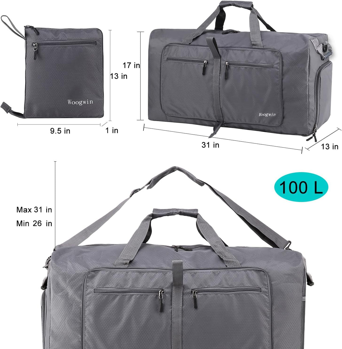 Travel Duffel Bag Large Foldable Waterproof Overnight Bag for Beach Swim Bags Pool Sports Gym