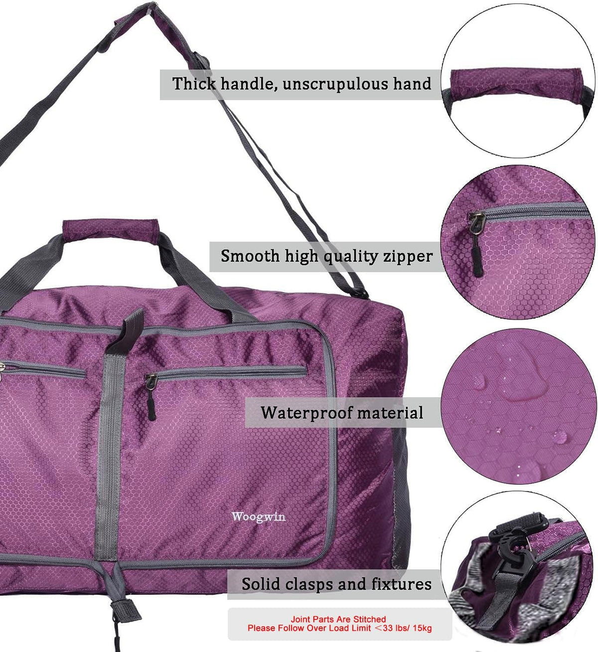 Travel Duffel Bag Large Foldable Waterproof Overnight Bag for Beach Swim Bags Pool Sports Gym