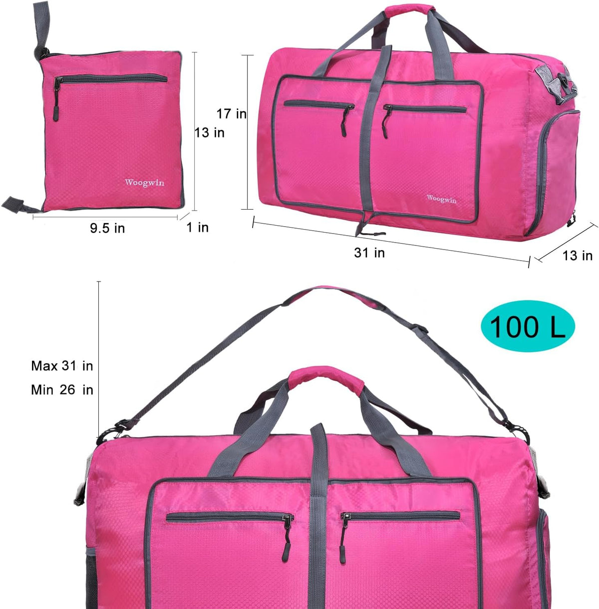 Travel Duffel Bag Large Foldable Waterproof Overnight Bag for Beach Swim Bags Pool Sports Gym