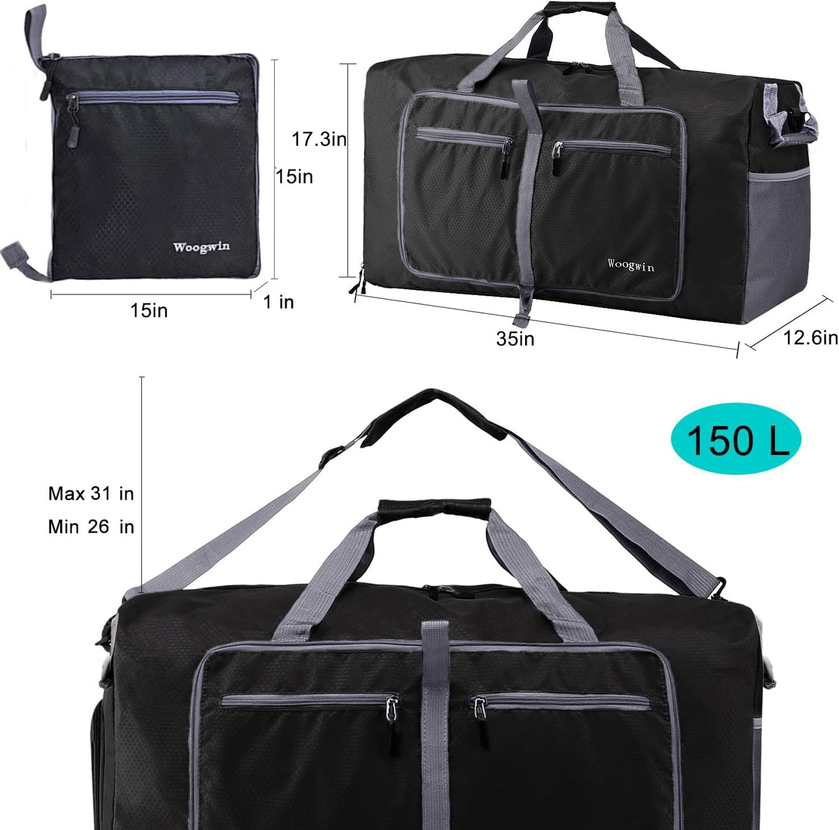 Travel Duffel Bag Large Foldable Waterproof Overnight Bag for Beach Swim Bags Pool Sports Gym
